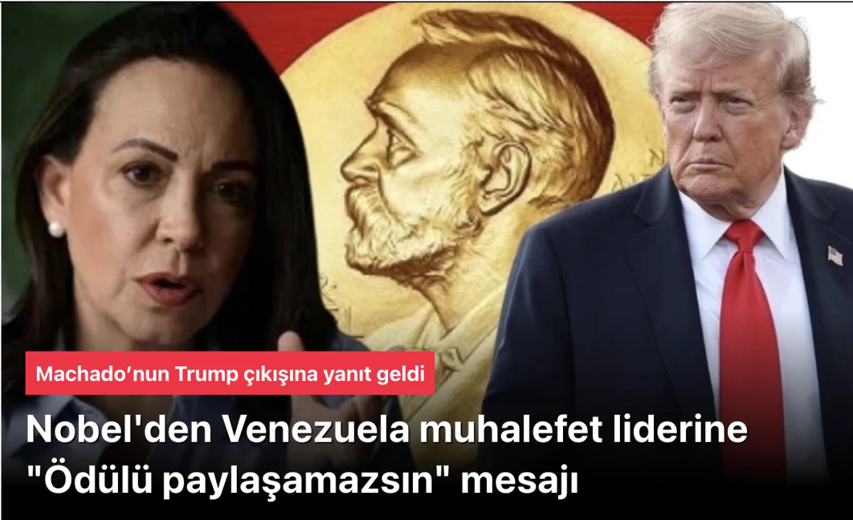 Barış &Ouml;d&uuml;l&uuml;&rsquo;n&uuml; Trump&rsquo;la vermek isteyen Venezuela muhalefet liderine Nobel&rsquo;den yanıt: Paylaşım ve devir m&uuml;mk&uuml;n değil